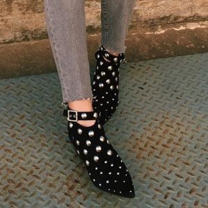 TopShop Black & Silver Heeled Studded Booties